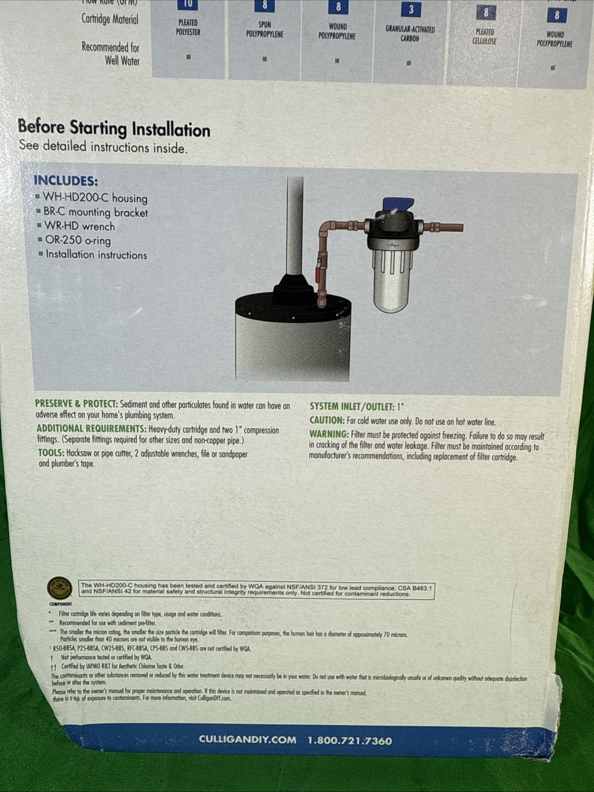 Culligan WH-HD200-C Whole House Heavy Duty Filtration System 1" Inlet / Outlet