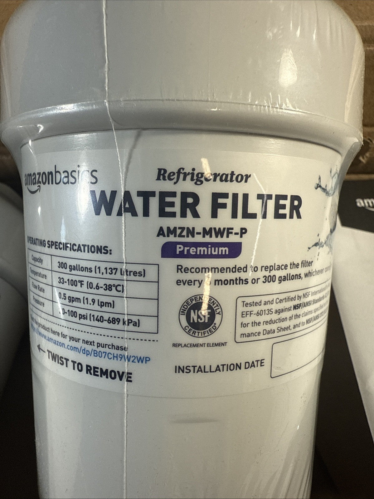 2 pk Amazon Basics Premium replacement GE MWF Refrigerator Water Filter Sealed!
