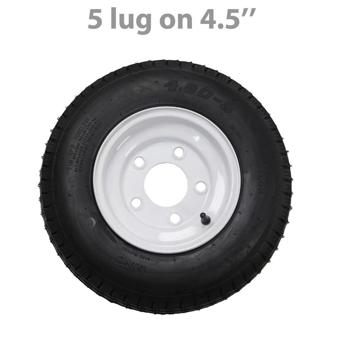 2 Pack 4.80-8 4.80x8 480-8 6PR Tires Trailer Tires with 8" Rims 5 Lug on 4.5"