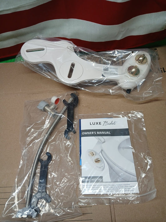 LUXE Bidet NEO 185 Gold Dual Nozzle Toilet Seat Attachment, Open Box, New