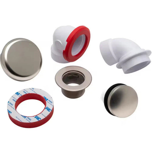Oatey Touch Toe Sch. 40 PVC Bath Waste Half Drain Kit in Brushed Nickel