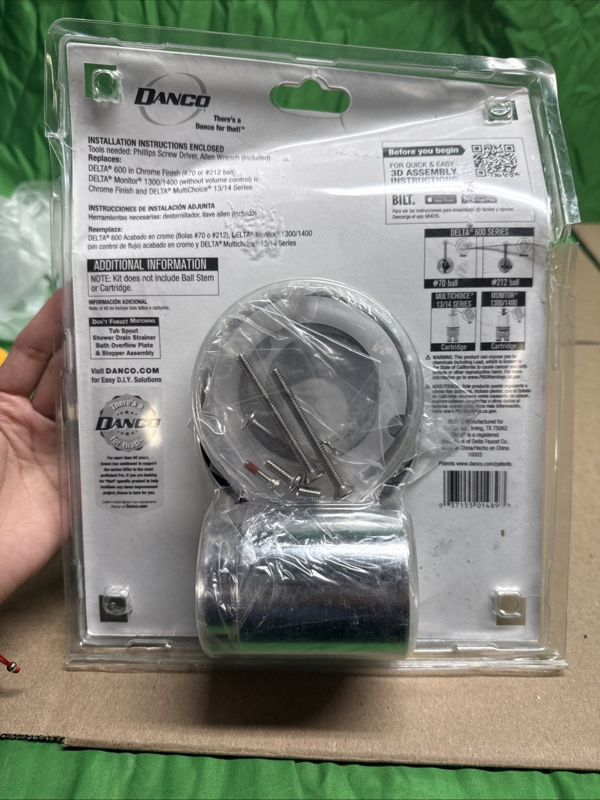 Danco 10003 2-Handle Tub/Shower Trim Kit for Delta Tub Shower Faucets Chrome B