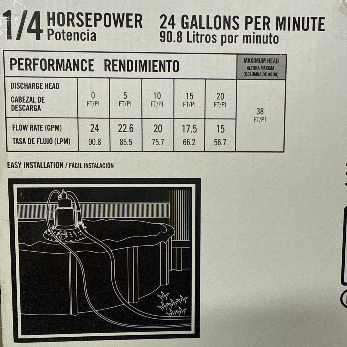 Everbilt Submersible Pool Cover Pump 1/4 Hp HDPCP25 - Tested