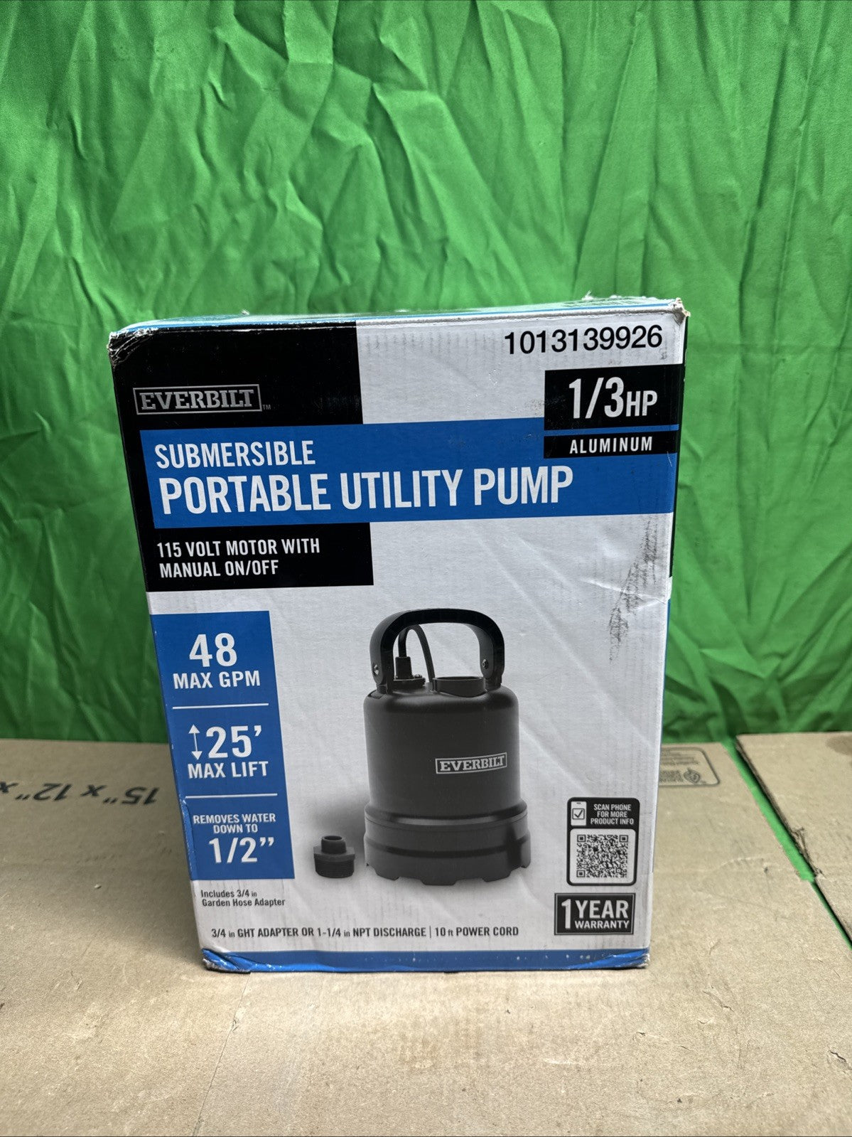 Everbilt 1/3 HP Submersible Aluminum Utility Pump.