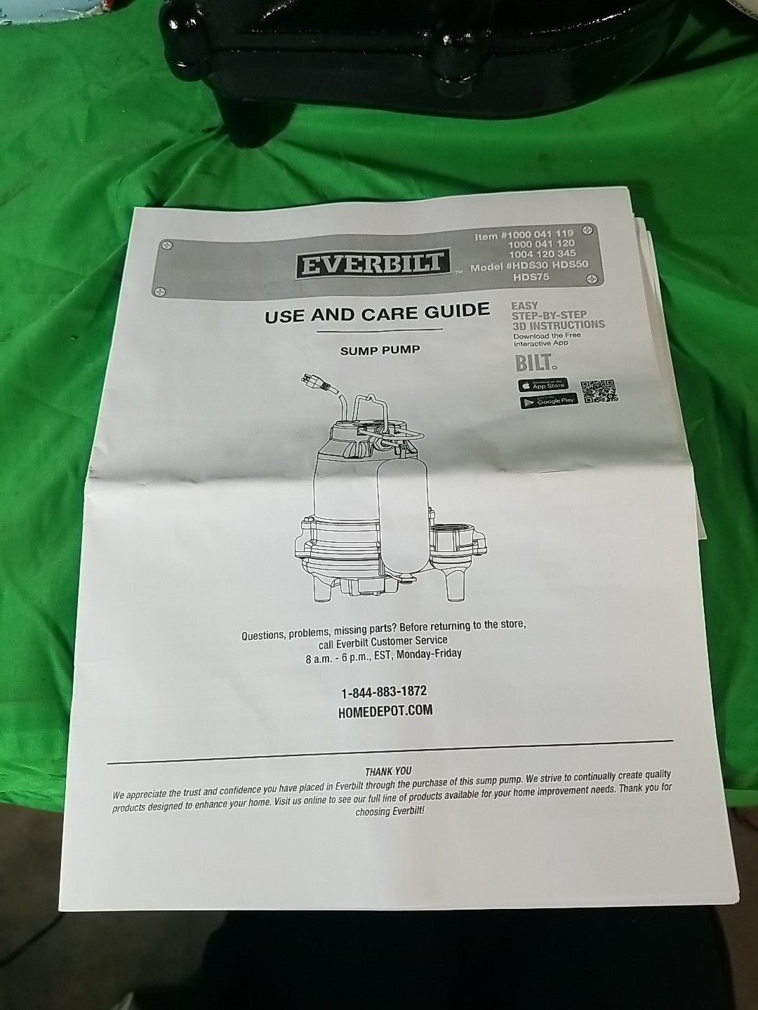 Everbilt 3/4HP Cast-Iron Pro-Grade Submersible Sump Pump 1004 120 345 HDS75.