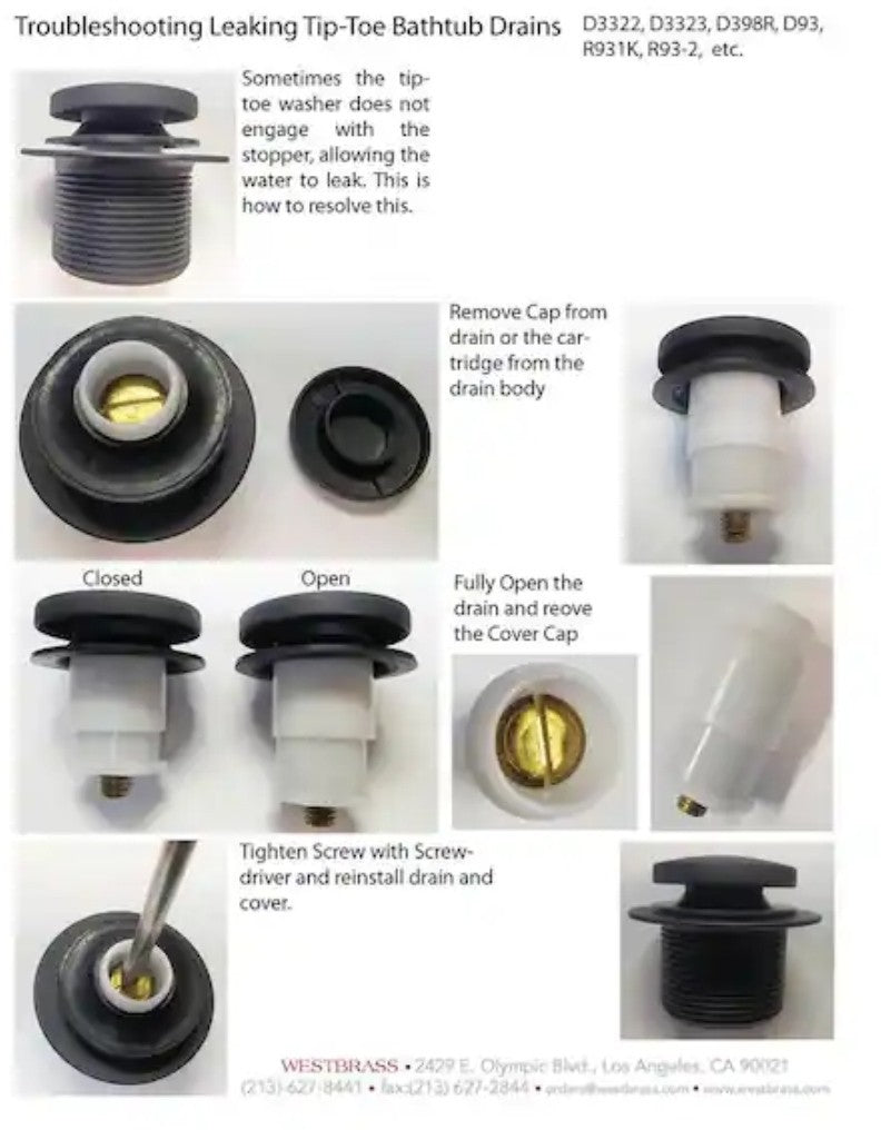 Universal Tip-Toe Bathub Drain Trim Kit with 1-1/2 in. Adapter Bushing and...