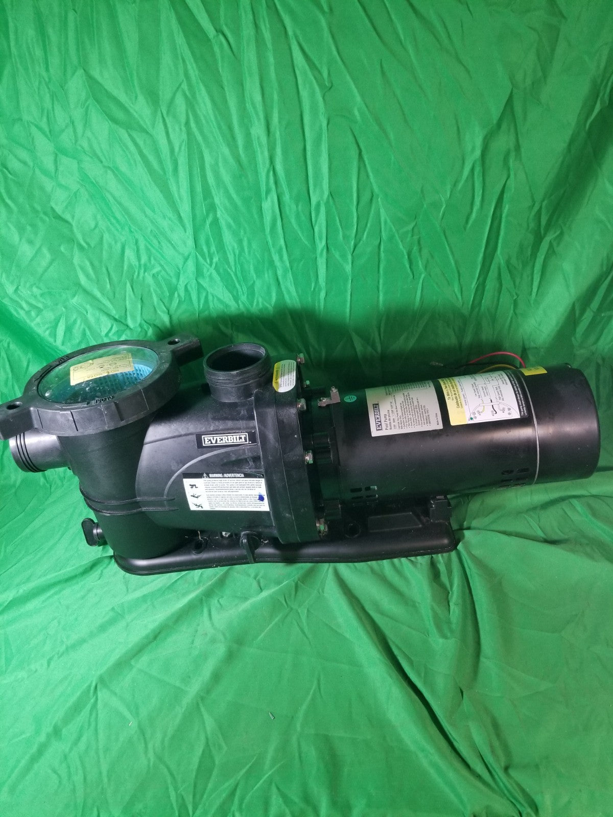 Everbilt Pool Pump Fan-Cooled Motor 1.5 HP 230V USED Does Not Have Unions