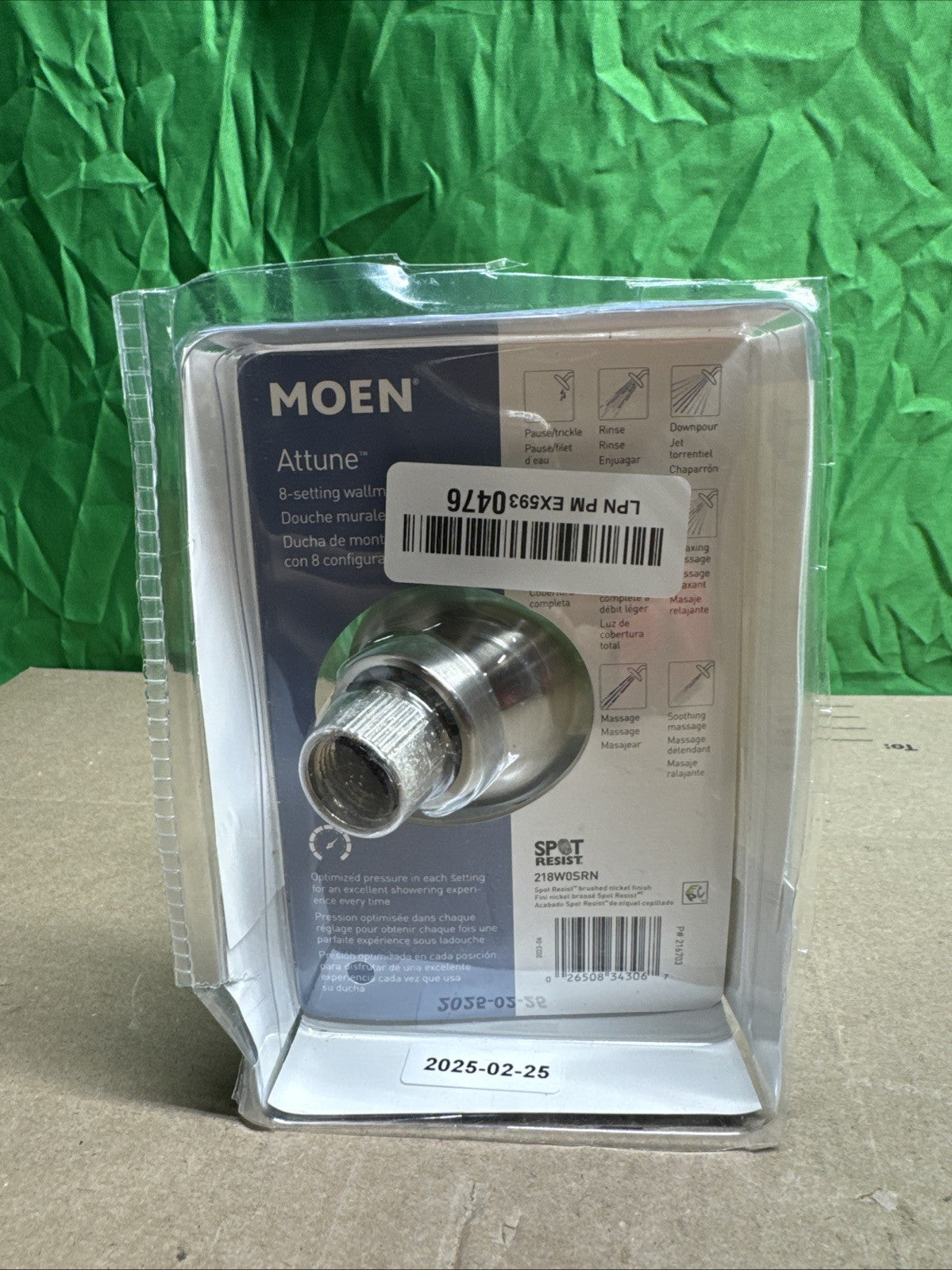 Moen Attune 8 Spray Settings High Pressure Shower Head Brushed Nickel Anti-Spot