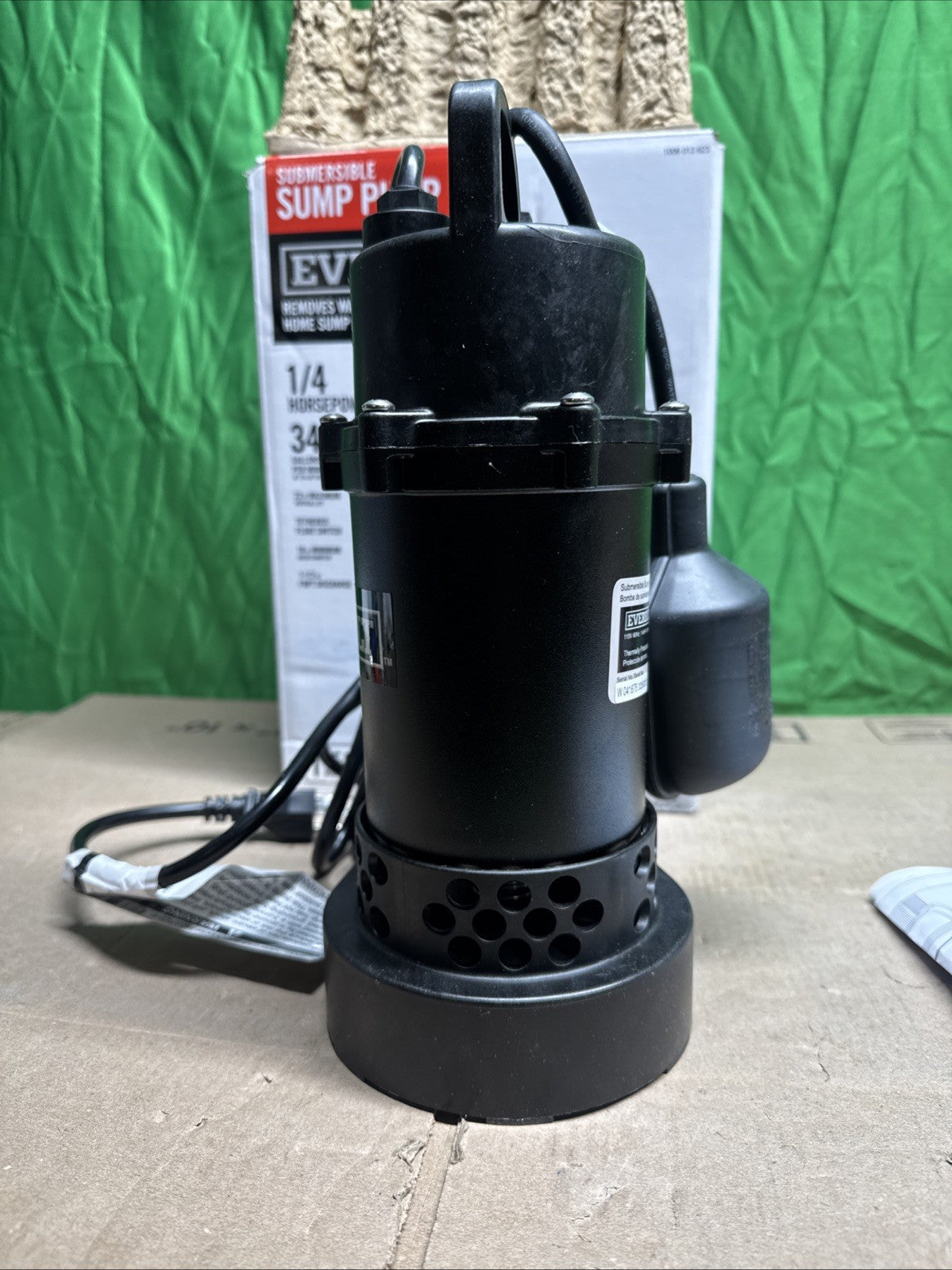 Everbilt 1/4 HP Aluminum Sump Pump w/ Tether Float Switch HDSP25W NEW OPEN BOX—-