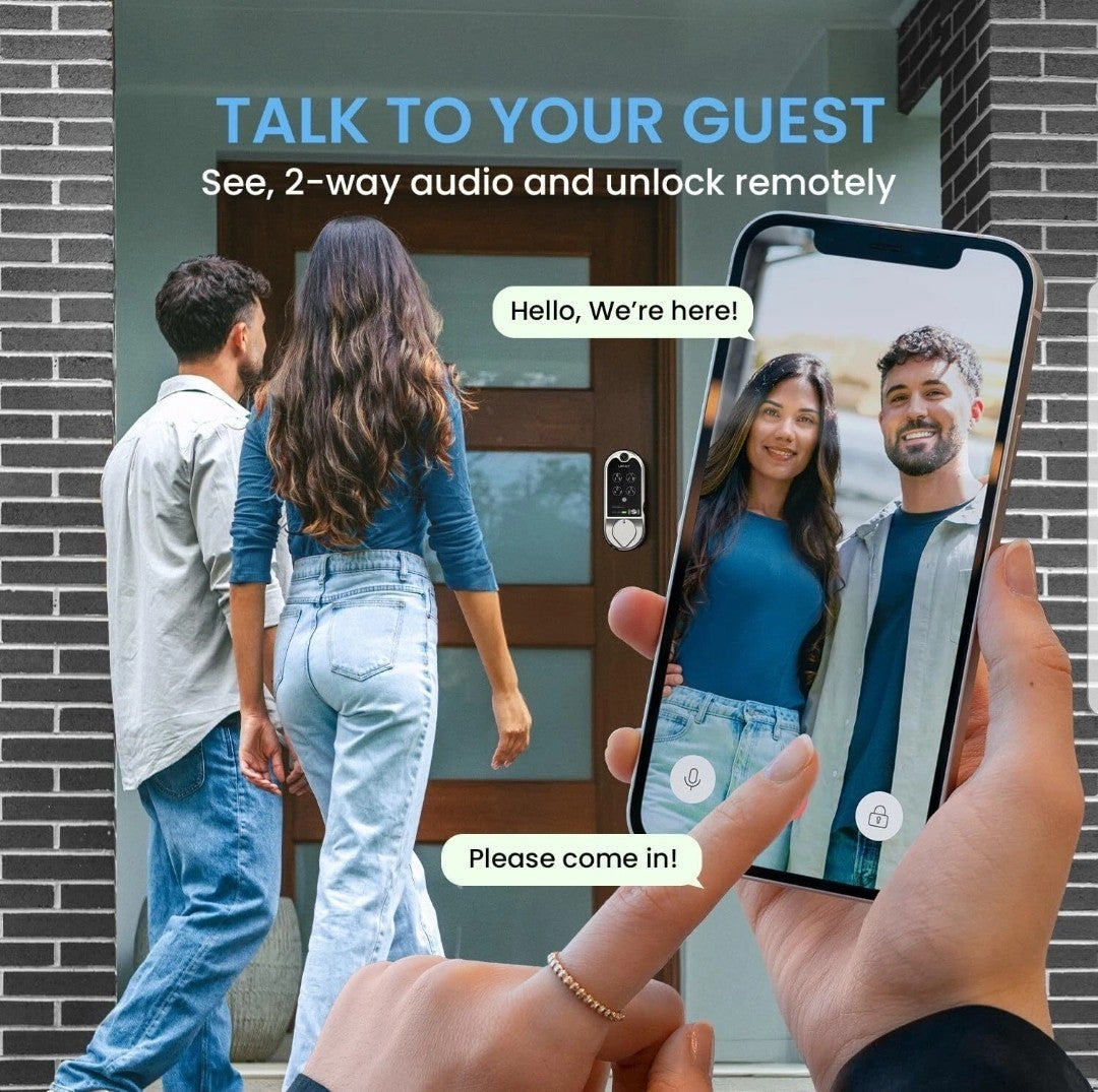 Locky Vision Deadbolt Lock Fingerprint App Video Doorbell Voice Access Code Key