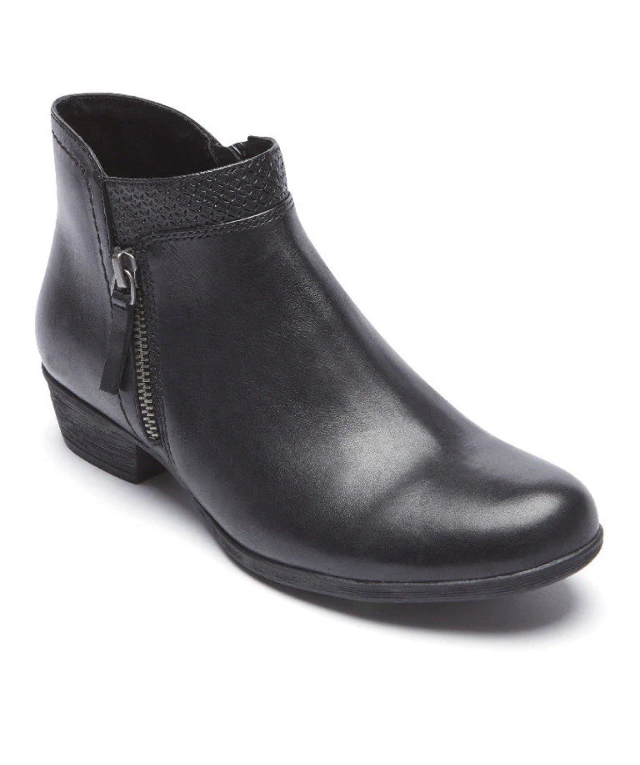 NEW ~ Rockport CARLY Ankle Boots Womens Size 7 M Black Leather Side-Zip CH3960