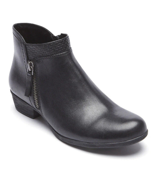 NEW ~ Rockport CARLY Ankle Boots Womens Size 7 M Black Leather Side-Zip CH3960