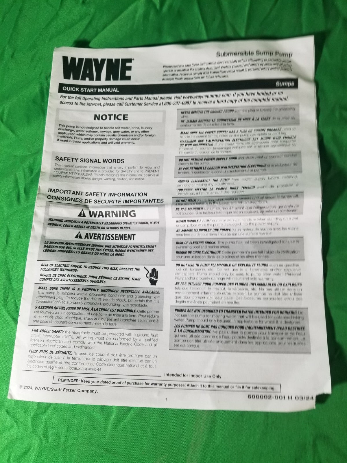 Wayne 58321-WYN3 CDU980E 3/4 HP Cast Iron and Stainless Steel Sump Pump