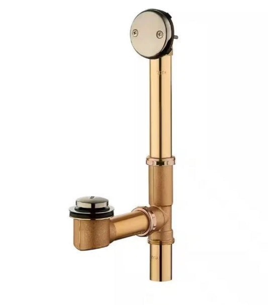 Everbilt Easy Touch 1-1/2” 20-Gauge Brass Pipe Waste & Overflow Drain in Nickel