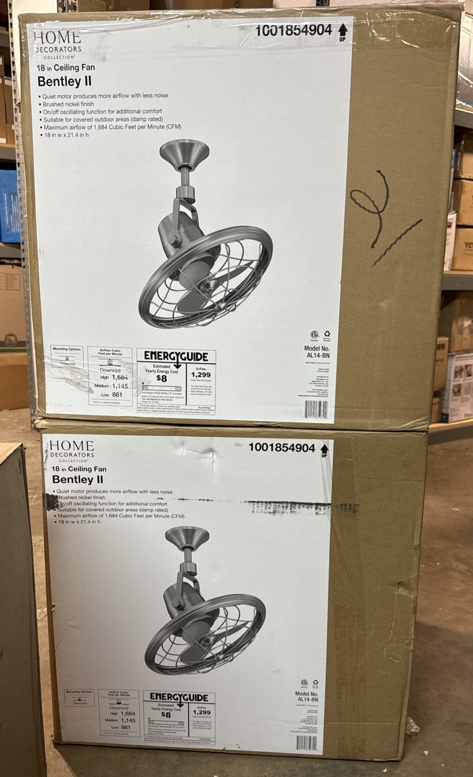 Home Decorators Bentley II 18 in Outdoor Oscillating Ceiling Fan Brushed Nickel