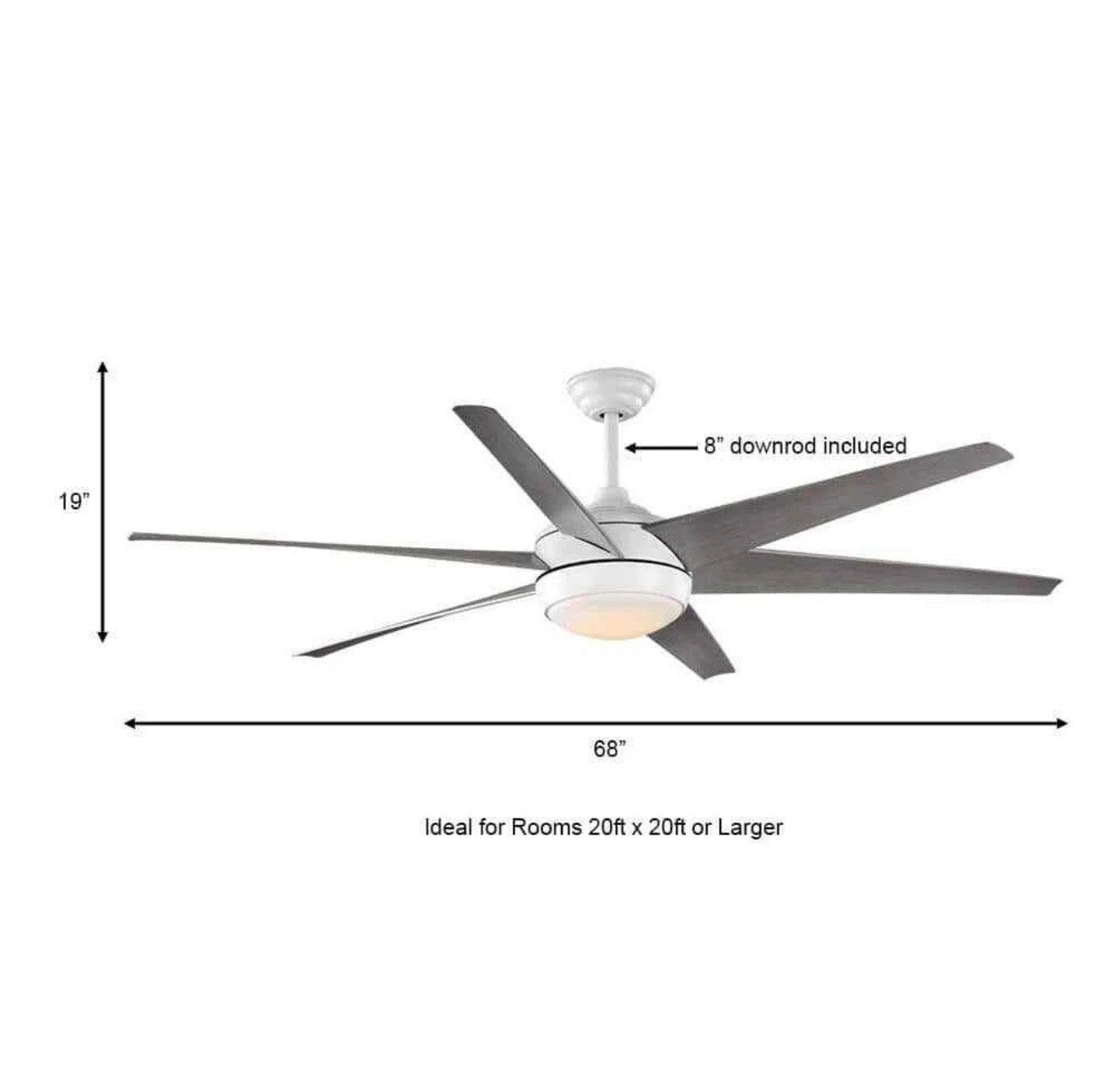 HDC Windward 68 in. White Color Changing LED Matte White Ceiling Fan w/Light Kit