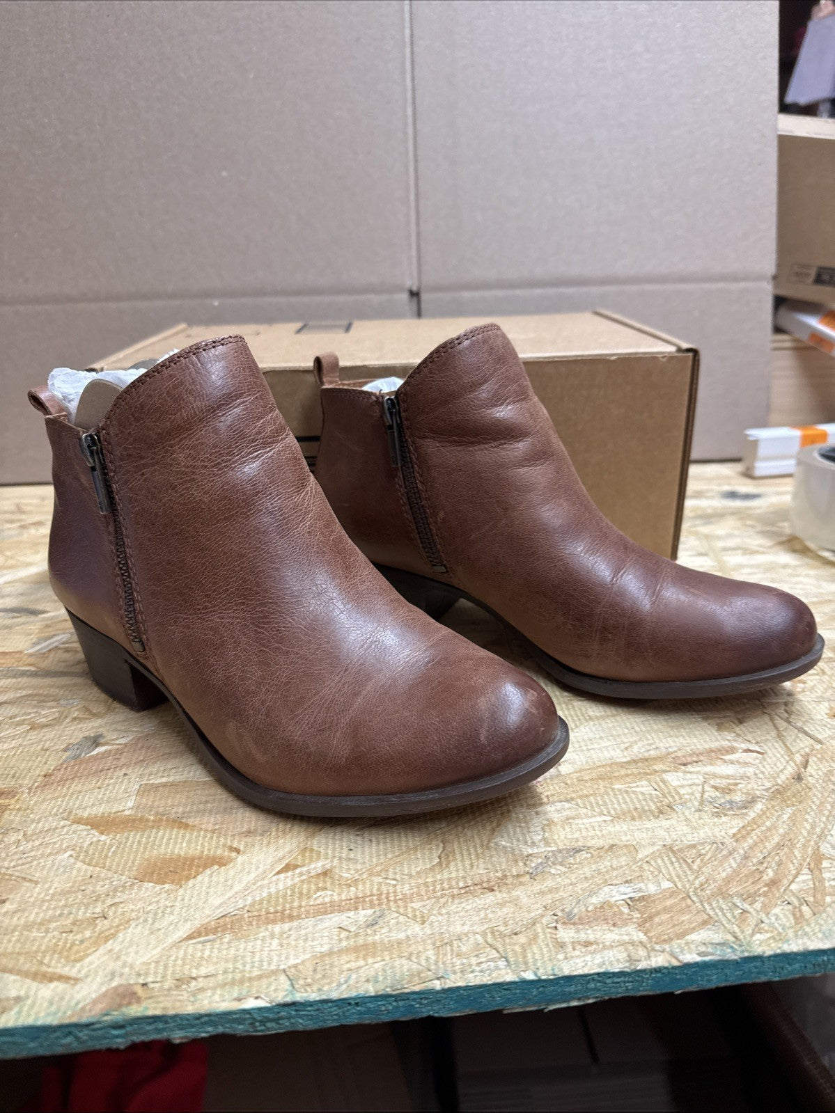 Lucky Brand Women's Basel Ankle Bootie Brownstone Leather Ankle Boots Size 8W