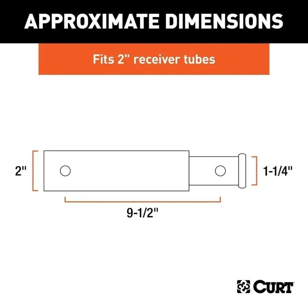 CURT 45775 2" to 1-1/4" Receiver Extender/Adapter 9-1/2" Length