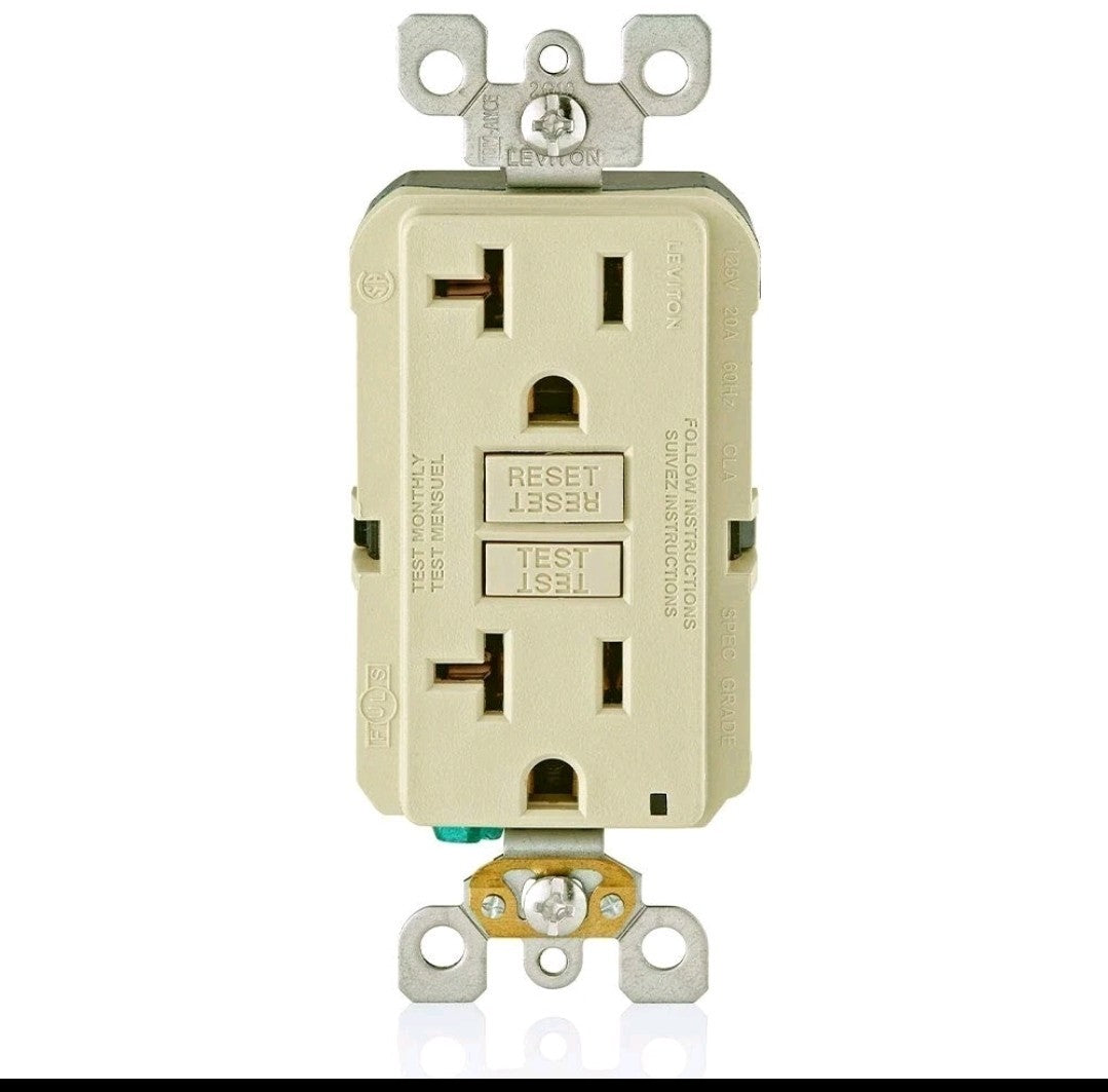 Leviton Ivory GFNT-I Self-Test Smartlockpro Slim GFCI Receptacle Lot of 2