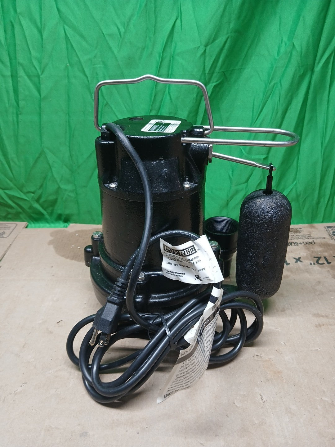 Everbilt 1/2 HP Cast Iron Sump Pump Model # HDS50 USED..