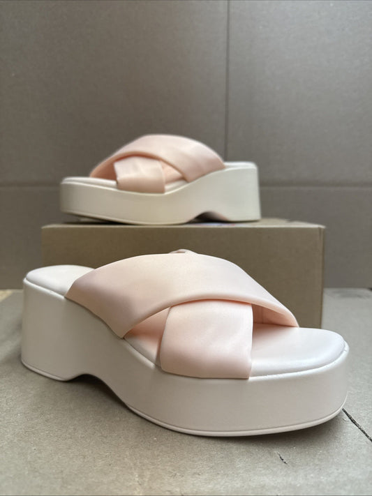 COUTGO women’s 5.5 leisure platform slide peep toe wedge crisscross sandal