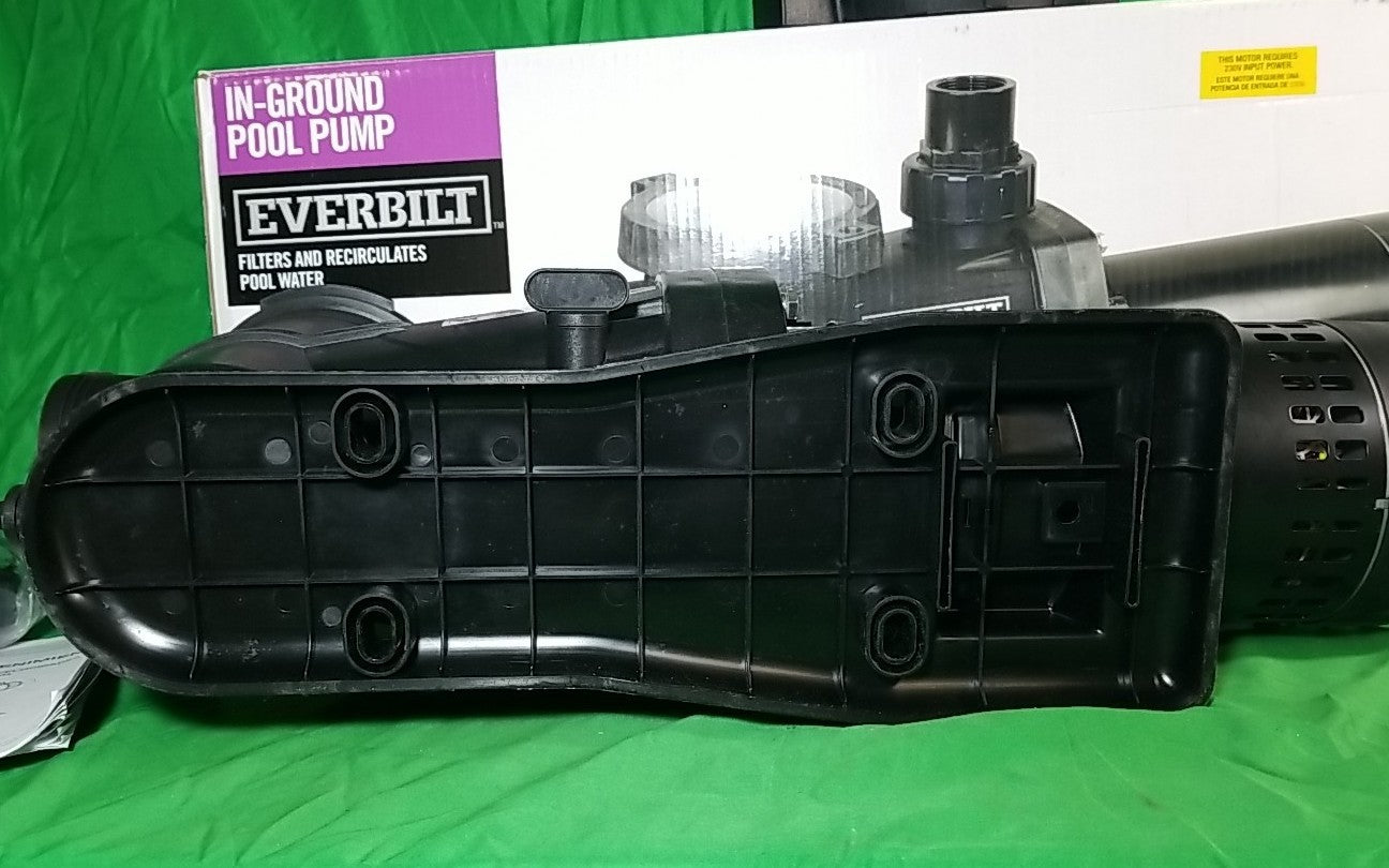 Everbilt Pool Pump Fan-Cooled Motor 1.5 HP 230V Has Unions.