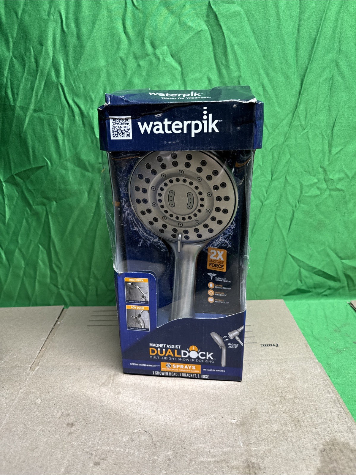 Waterpik 8-Spray Wall Mount Magnet Assist Multi Height Handheld Shower Head