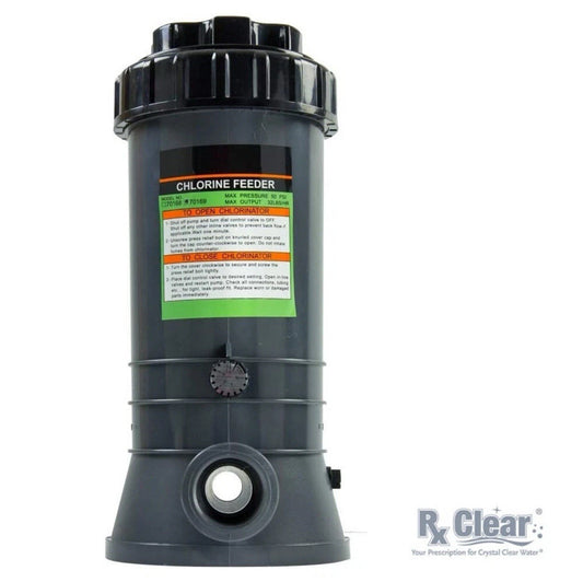 Rx Clear Inground In-line Swimming Pool Chlorinator Chemical Feeder-Holds 9 lbs