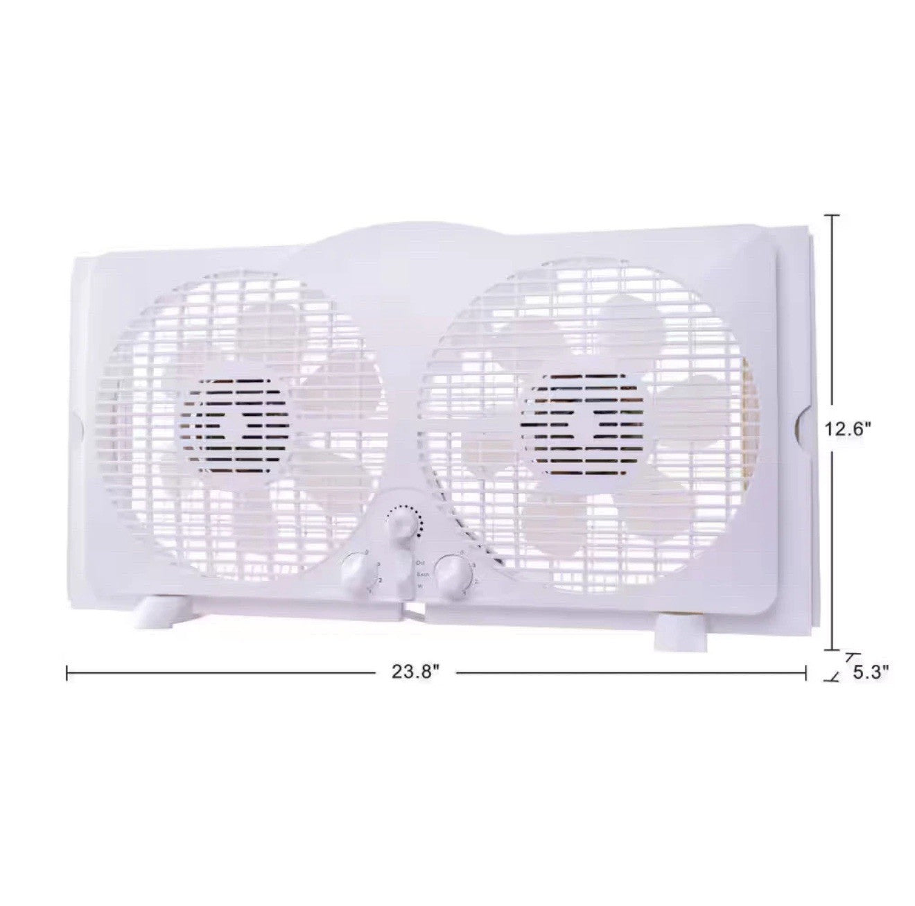 Window Fan Twin Reversible 9 in Adjustable Thermostat 3 Speed Quiet White