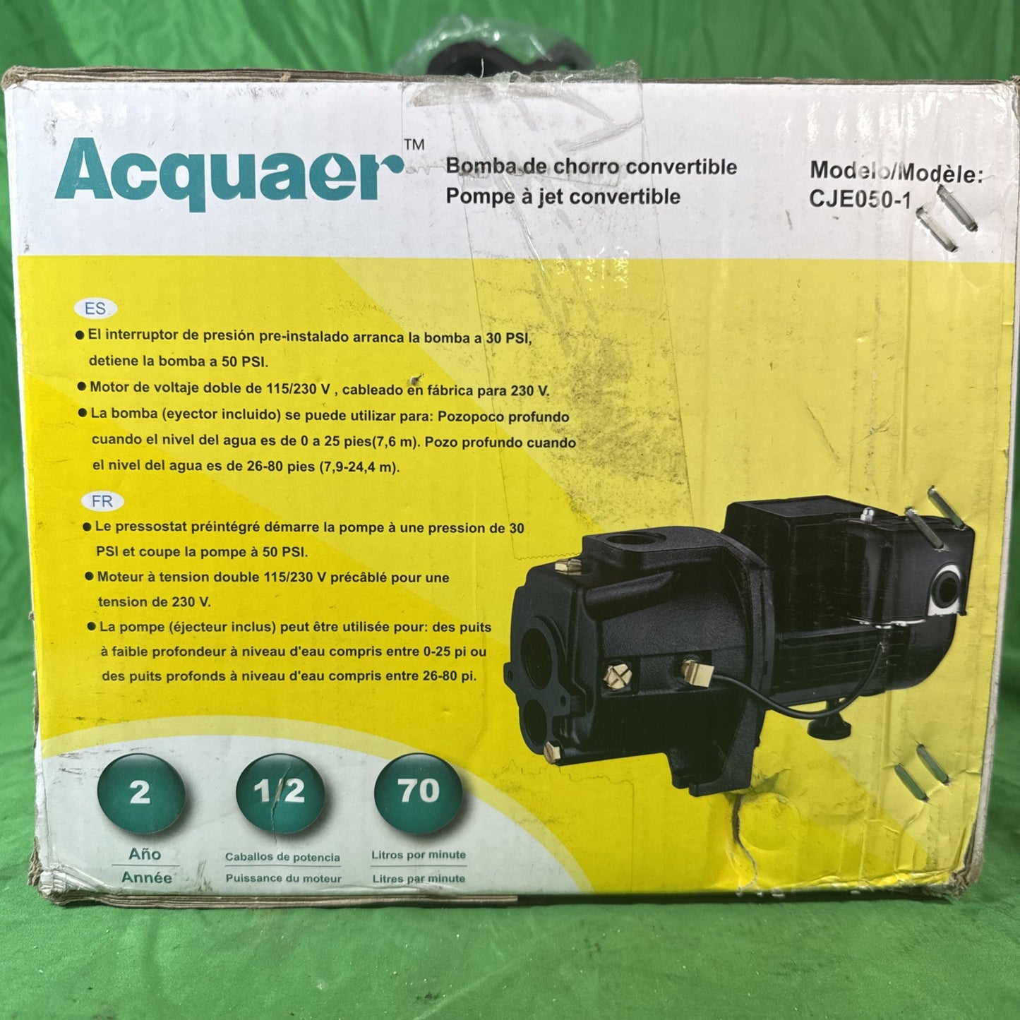 1/2 HP 115/230V Cast Iron Convertible Jet Pump Built-in Thermal Overload Protect