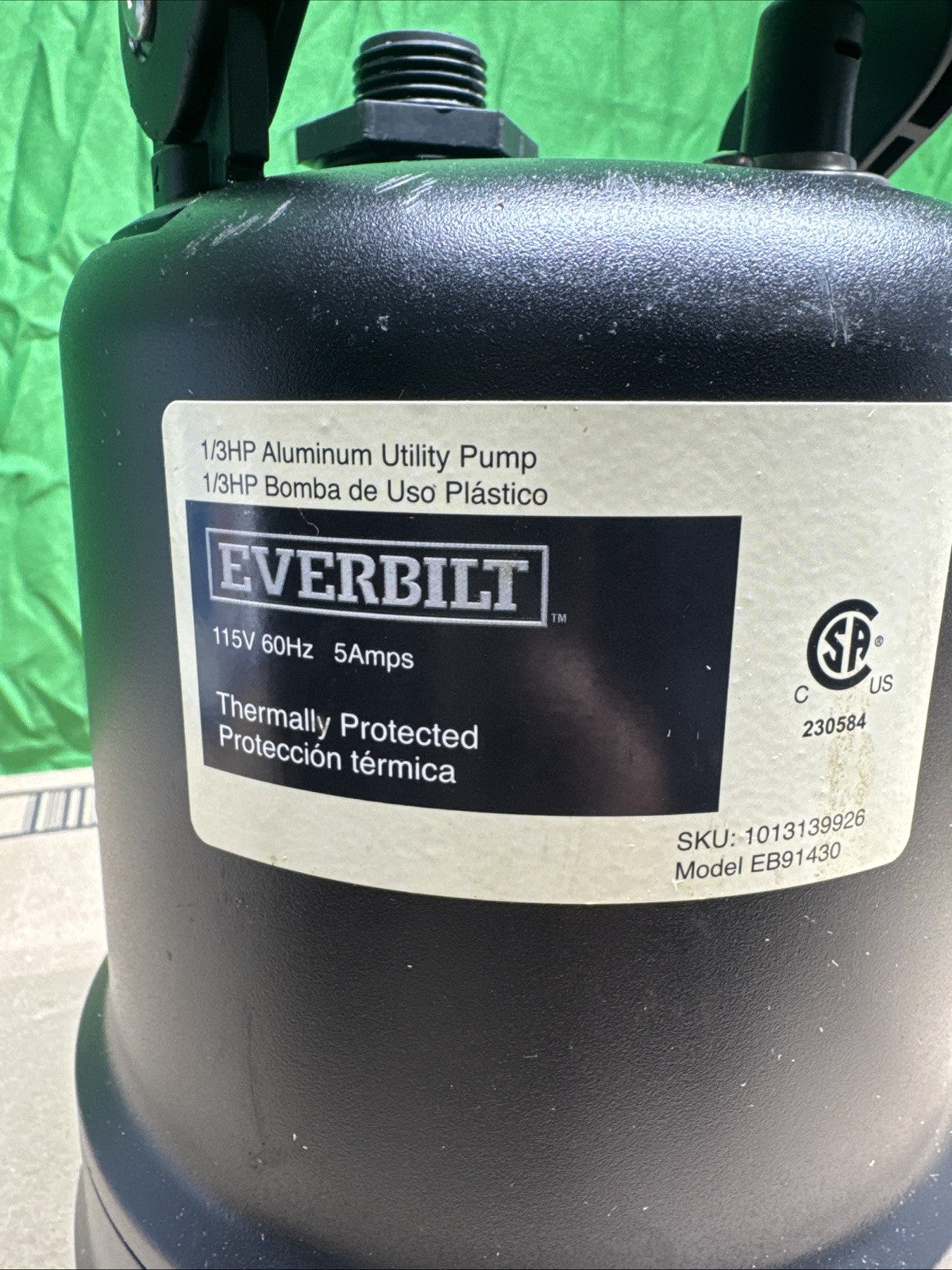 Everbilt 1/3 HP Submersible Aluminum Utility Pump