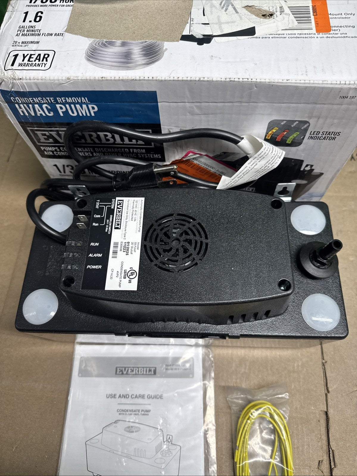 Everbilt 120-Volt Condensate Pump w/Hose EB-PUMP-T HVAC Pump - USED