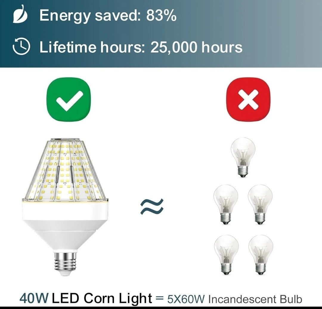 5200 Lumen LED Corn Cob Light Bulb, 40-watt, 300-watt Equivalent, Daylight 50...