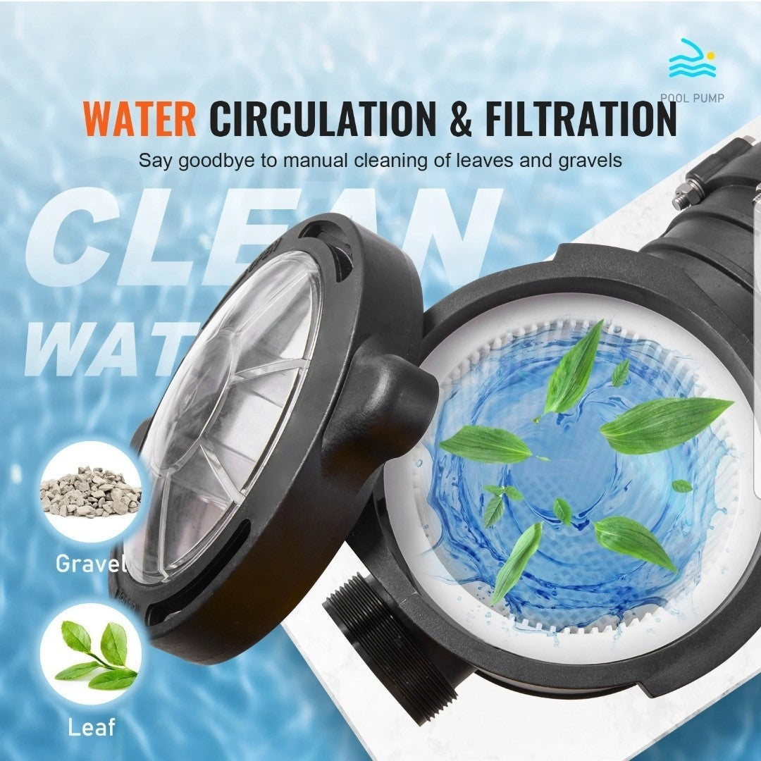 VEVOR Above Ground Swimming Pool Pump Single Speed 1 HP 80 GPM 110V / 240V