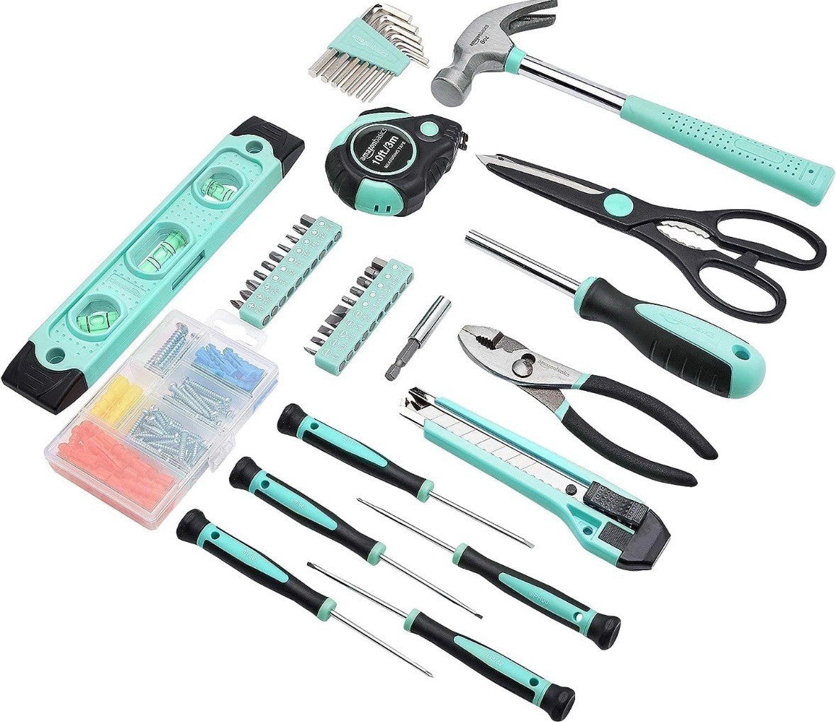 Turquoise 142-Piece Household Tool Kit for DIY Projects - Includes Storage Case