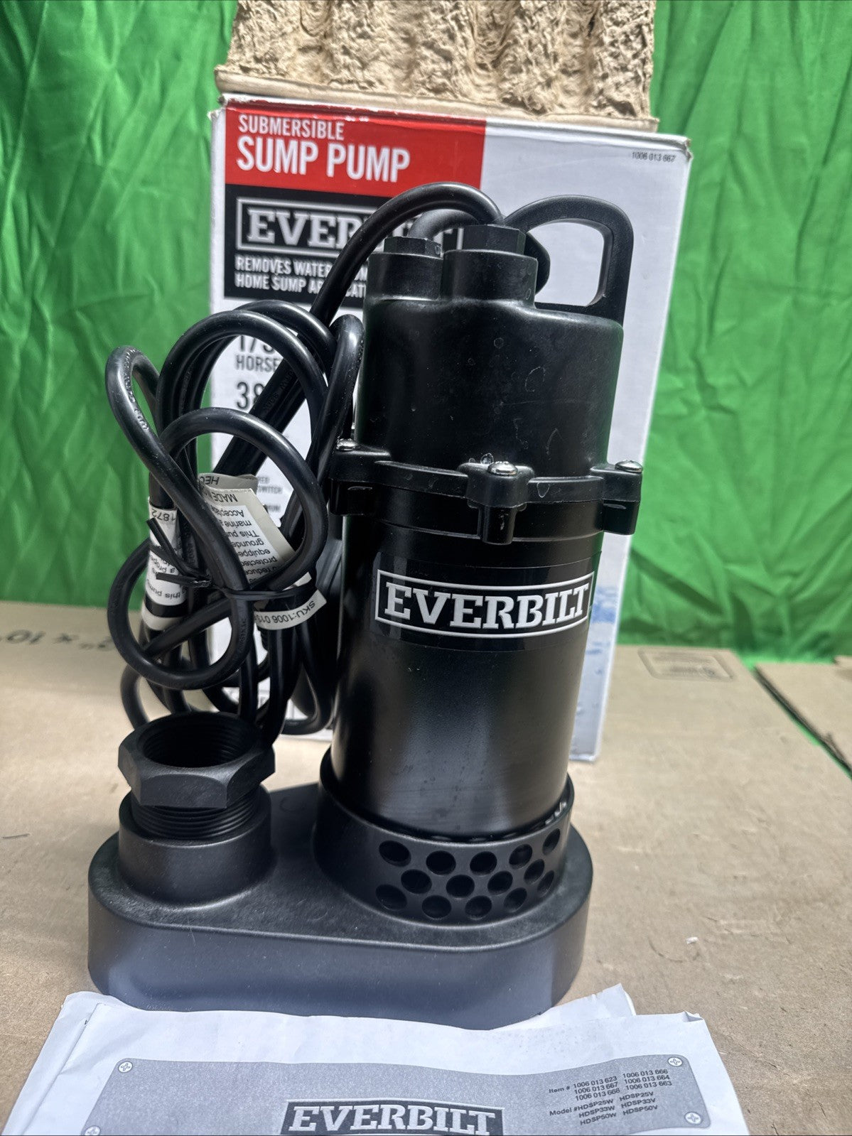 Everbilt 1/3 HP Corrosion Resistant Aluminum Sump Pump w/ Tether Switch NEW OB.