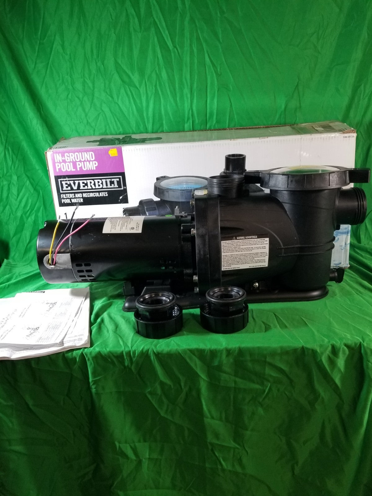 Everbilt Pool Pump Fan-Cooled Motor 1.5 HP 230V NEW OB Has Unions.....