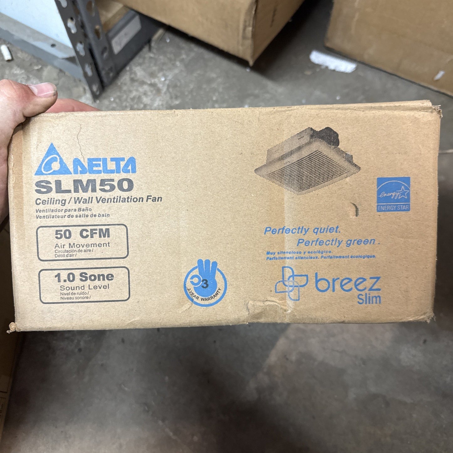 DELTA ELECTRONICS (AMERICAS), BreezSlim SLM50 50 CFM Exhaust Bath Fan, White