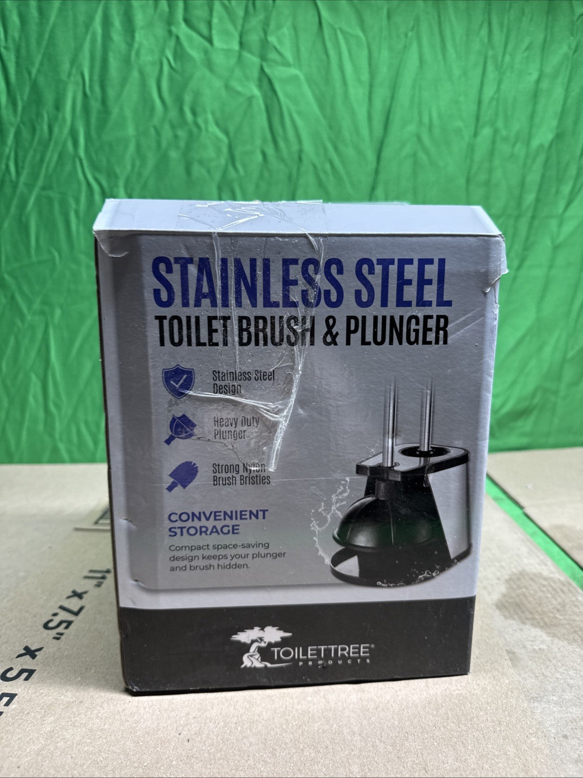 Stainless Steel Bathroom Cleaning Toilet Bowl Brush and Plunger Combo Set Black