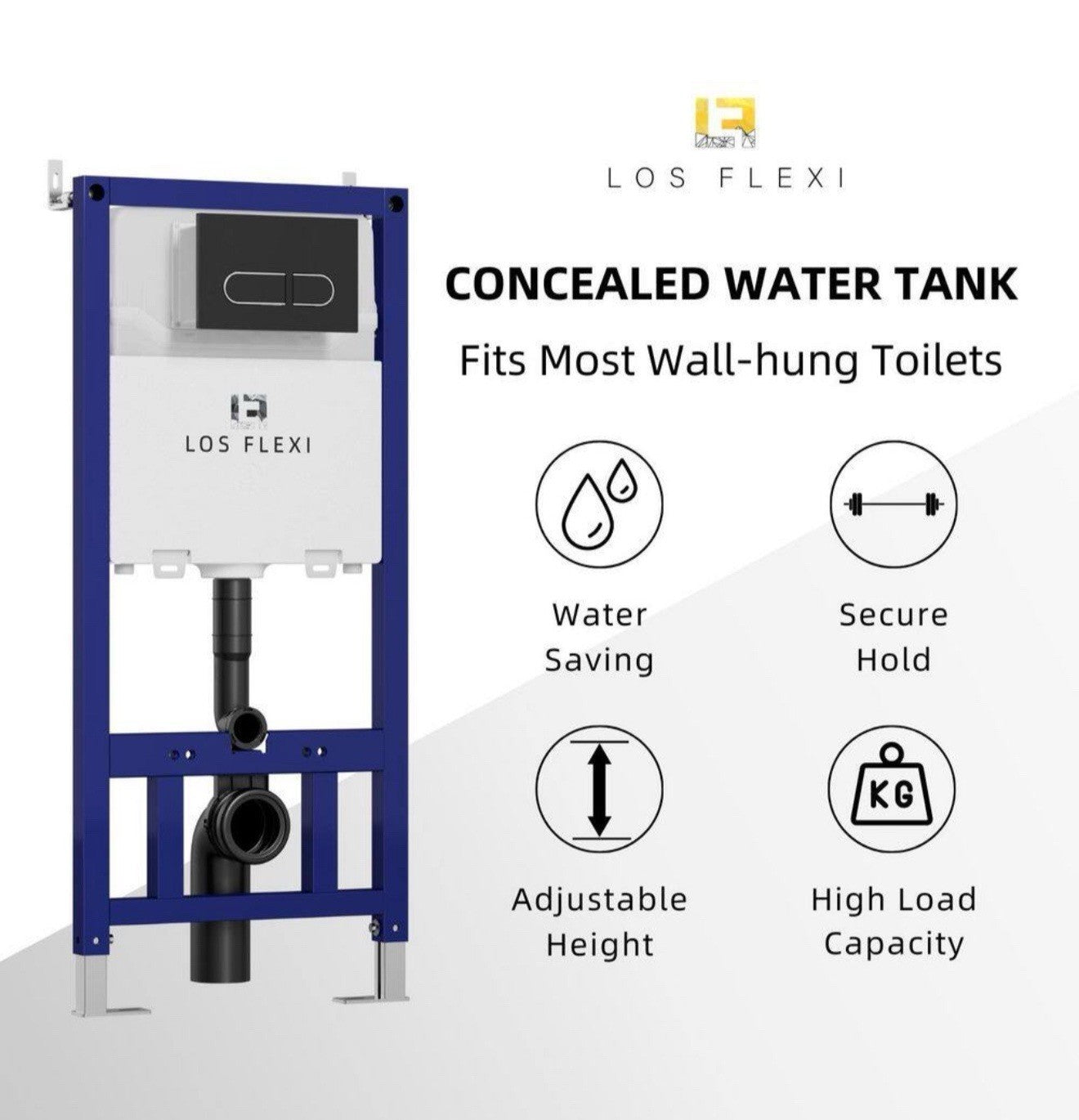 Los Flexi In-Wall Toilet Tank Carrier 0.8/1.6GPF w/ Flush Plate LF01TC01