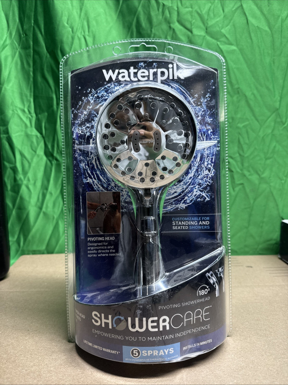Waterpik Hand Held Shower Head Chrome 180-Degree 5-Modes QBS-563MEB