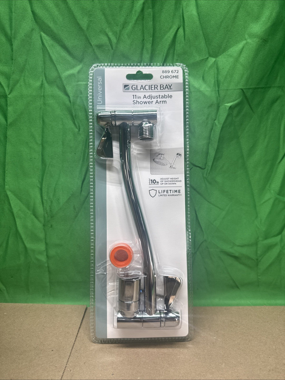 (1) NEW Glacier Bay 11" Adjustable Shower Arm - CHROME - 889 672