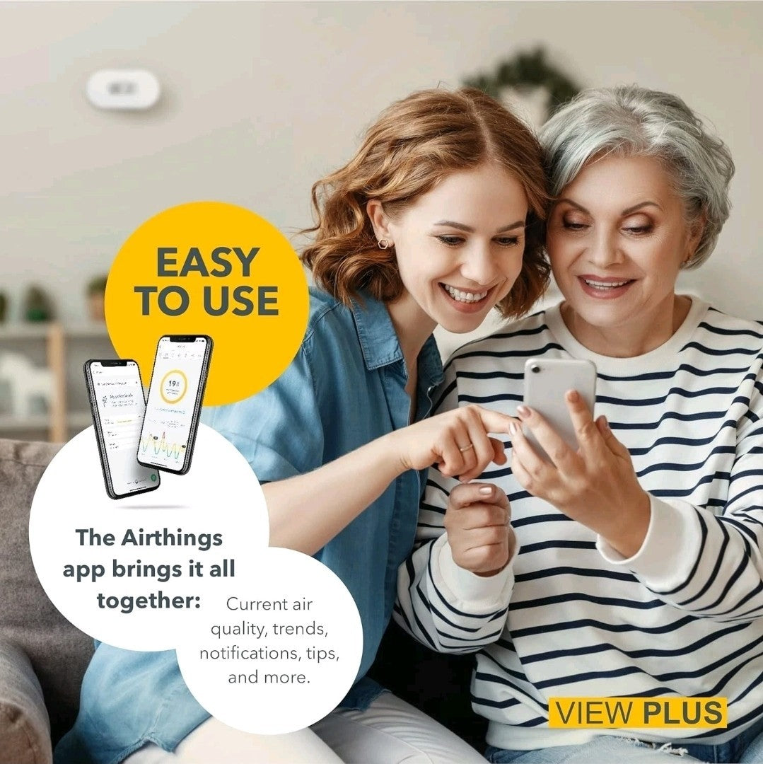 Airthings 2960 View Plus Radon & Air Quality Monitor White Wi-Fi Battery Powered