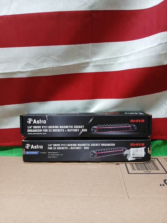 2Astro Pneumatic 1/4" Drive V12 Locking Magnetic Socket Organizer for 22 Sockets