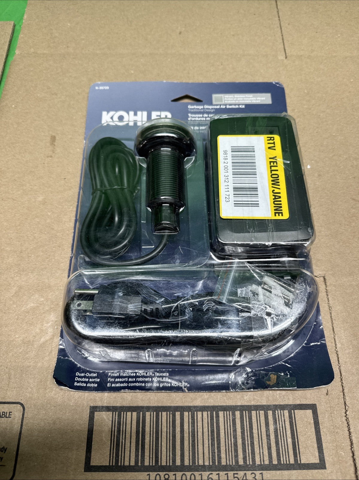 KOHLER Garbage Disposal Air Switch Kit in Vibrant Stainless 35723-VS