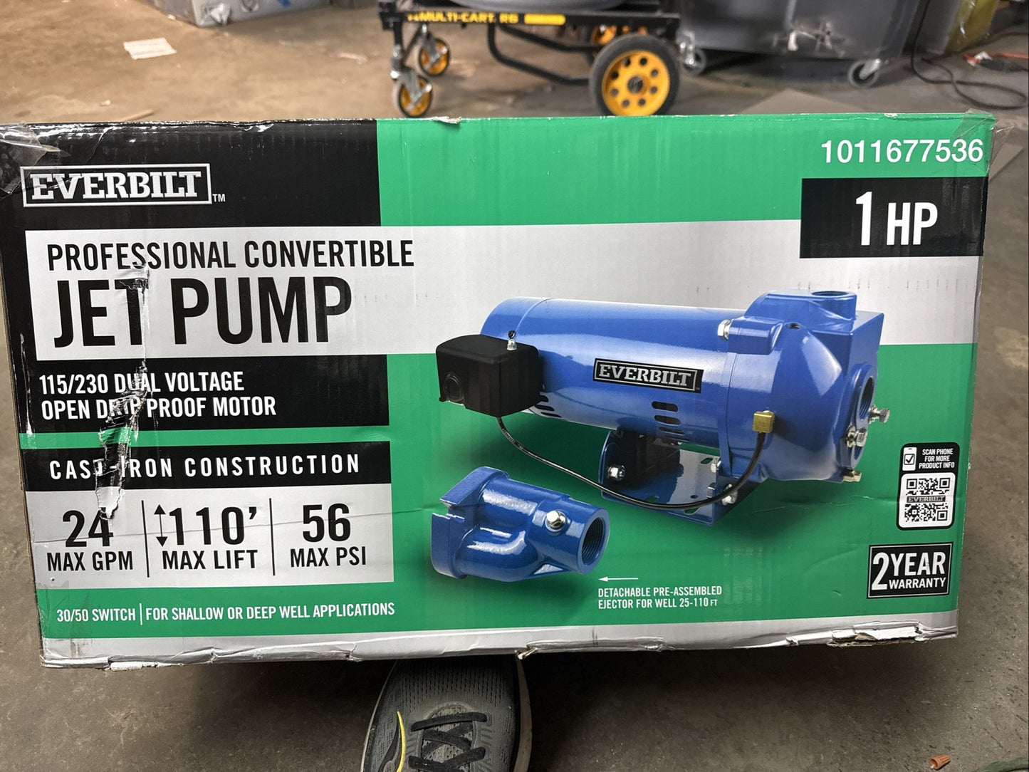 Everbilt 1 HP Professional Convertible Jet Pump *for Parts* Read Description**