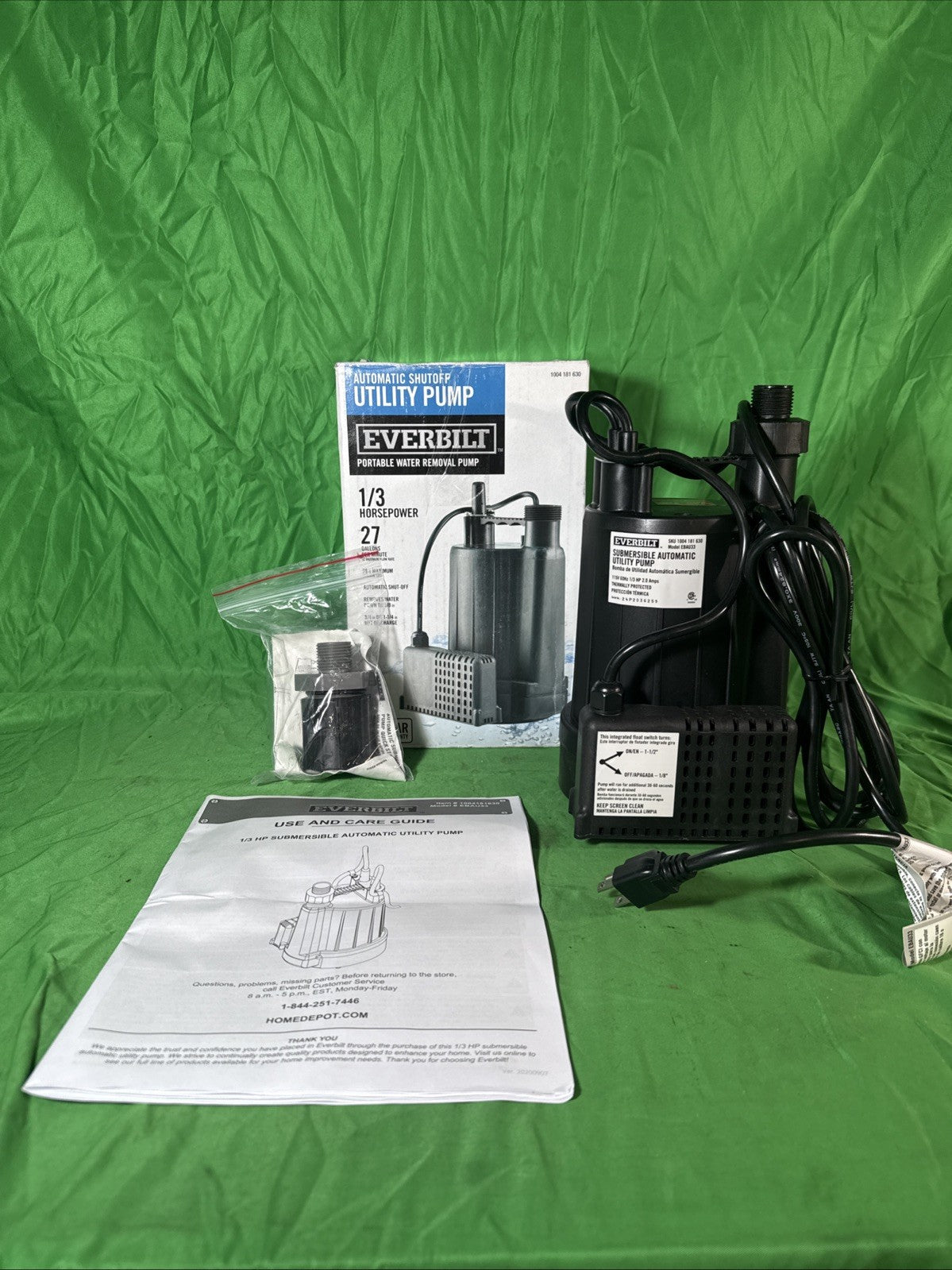 Everbilt HPEBAU33 1/3 HP Utility Pump Portable Water Removal Pump automatic off