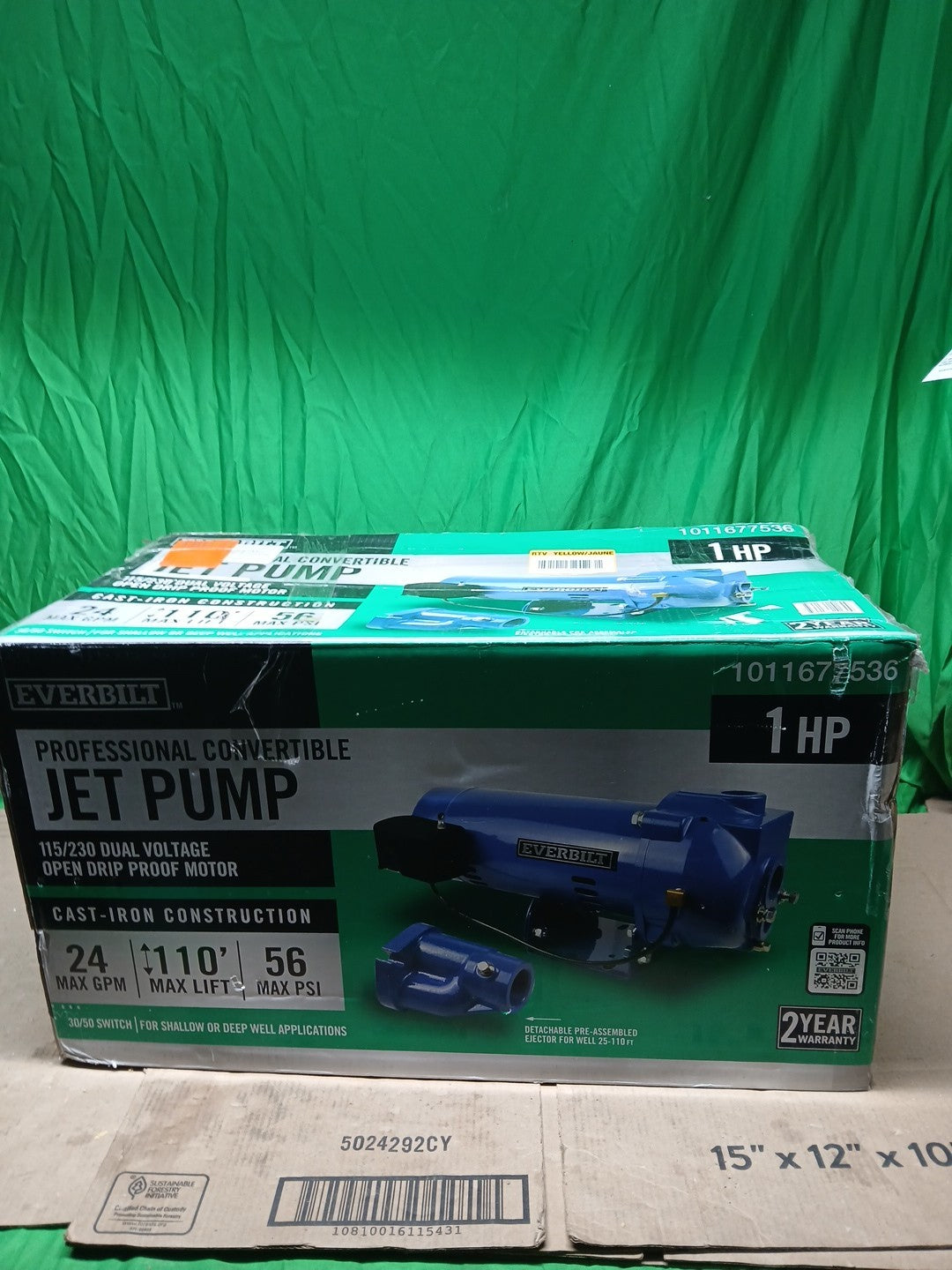 Everbilt 1 HP Professional Convertible Jet Pump *Used* Read Description**