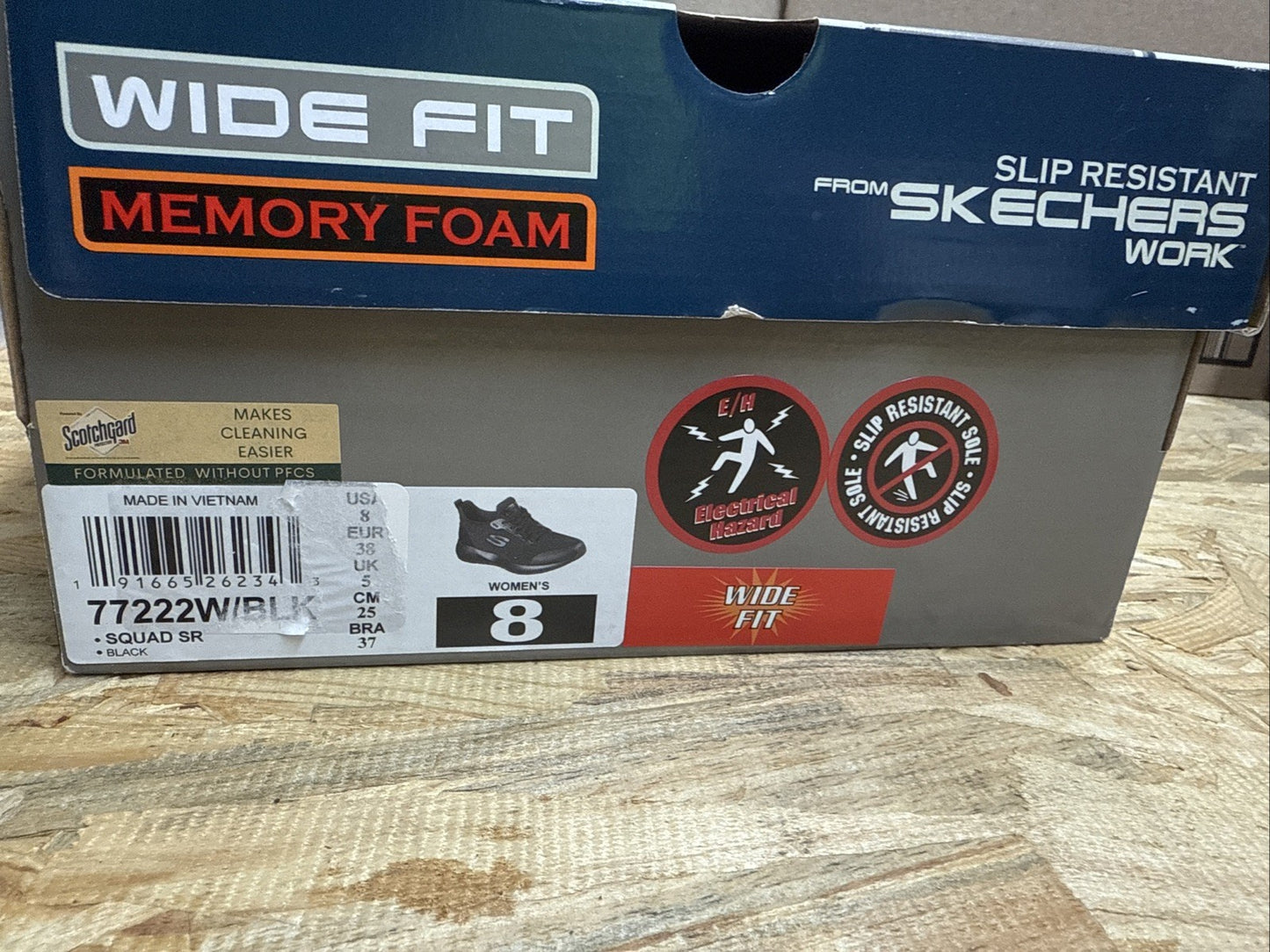 NEW Skechers Work Shoes Women's Size US 8 Black Slip Resistant Sneakers 77222W