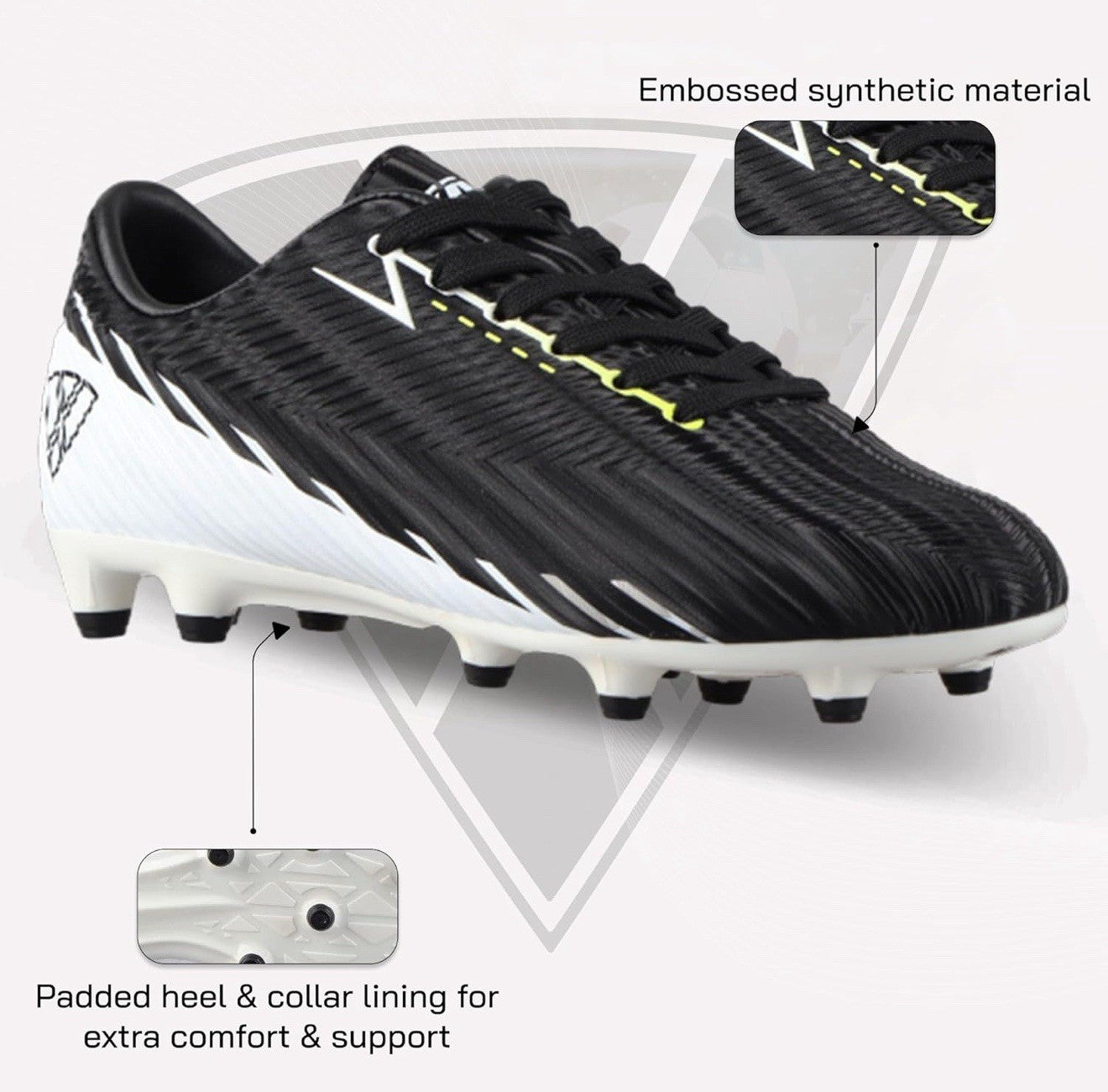 VIZARI unisex youth FG Soccer cleats Futbol Shoes Black White Size 9